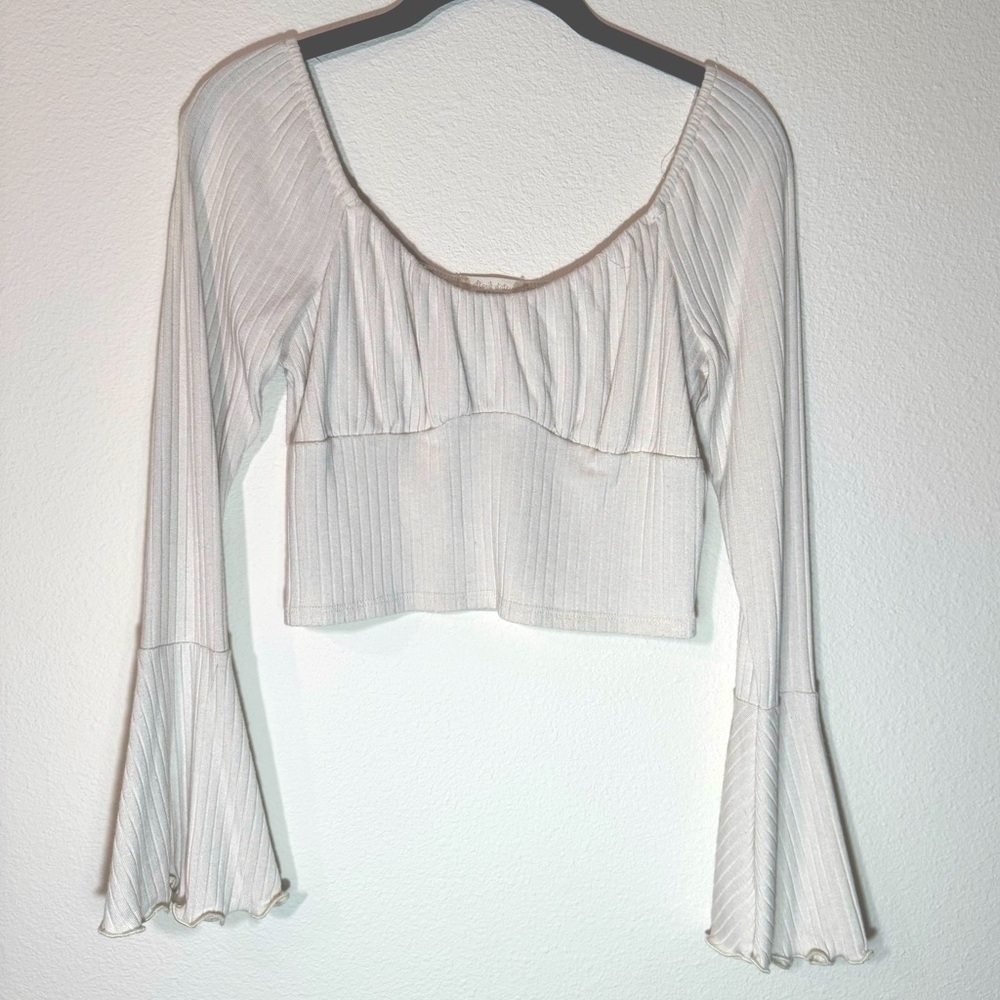 Altard State Bell Sleeve Crop Top Cream